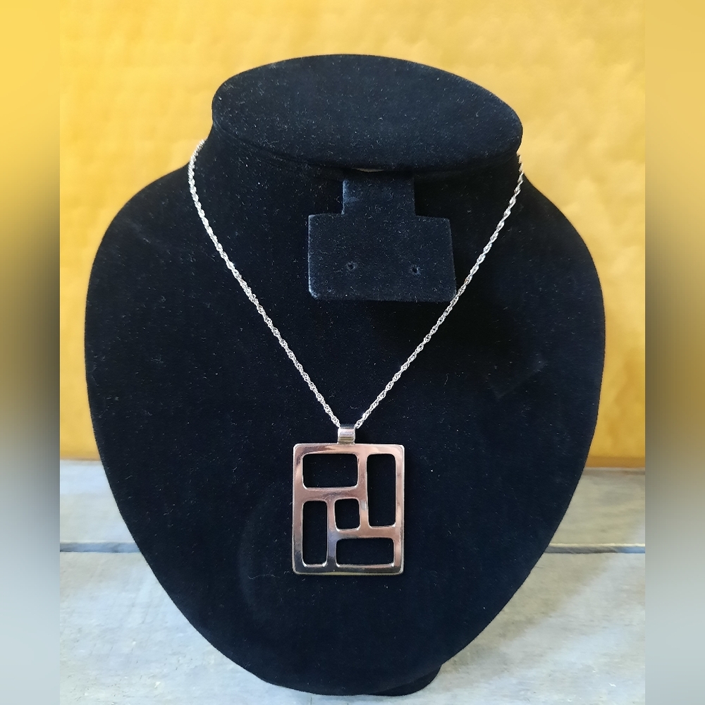 Vintage Sterling Silver Modernist Geometric Necklace